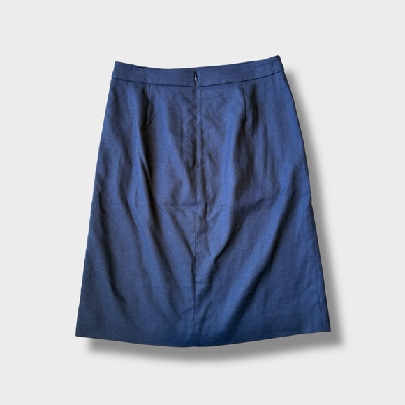 J. Crew Pleated Front Linen Blend Sailor Skirt in Navy - Picture 7 of 9